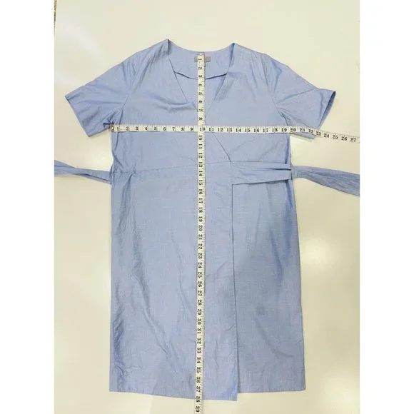 COS Blue Short Sleeve Cotton Wrap Pocket Dress Size EUR 34 - Picture 8 of 12